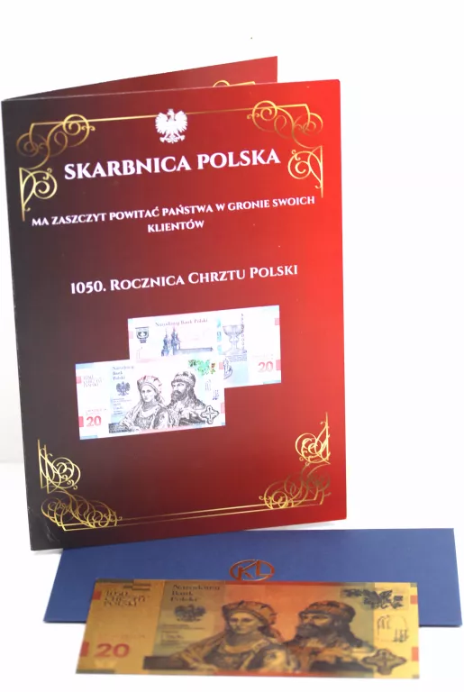 BANKNOT POZŁACANY 1050 ROCZNICA CHRZTU POLSKI - 20ZŁ