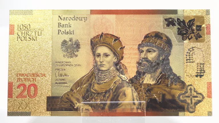 BANKNOT POZŁACANY 1050 ROCZNICA CHRZTU POLSKI - 20ZŁ