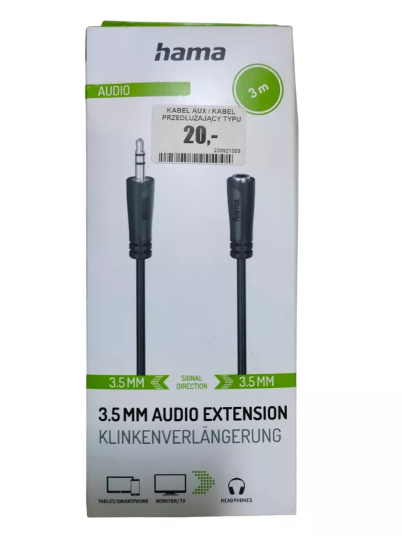 HAMA 00205120 KABEL AUDIO 3 M 3.5MM CZARNY