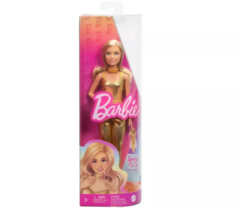 LALKA BARBIE FASHIONISTAS NR 222 HRH19 MODNA PRZYJACIÓŁKA ZŁOTY KOMBINEZON
