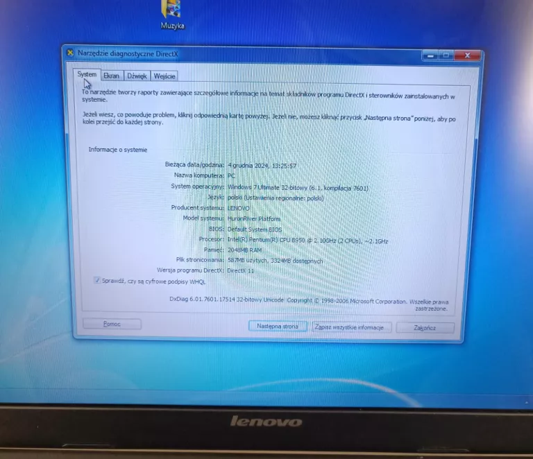 LAPTOP LENOVO B570E ZASILACZ SŁABA BATERIA