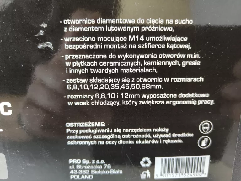 PRO ZESTAW 9 OTWORNIC DIAMENTOWYCH DO CIĘCIA M14 PRO-WA352