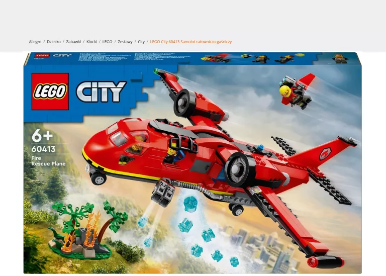LEGO CITY STRAŻ POŻARNA SAMOLOT RATUNKOWY Z FUNKCJĄ ZRZUTU WODY 60413