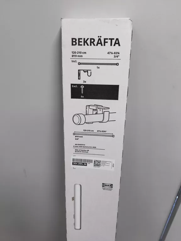 KARNISZ, BIAŁY, 120-210 CM 19 MM IKEA BEKRAFTA