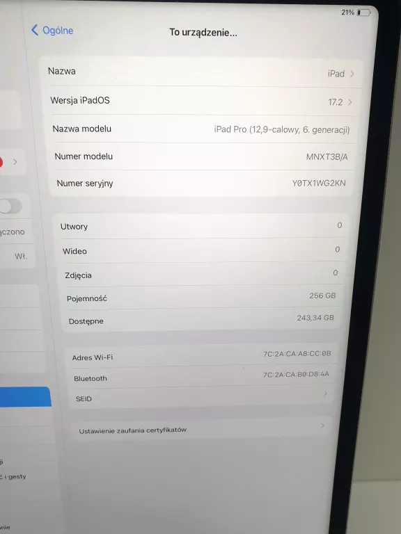 TABLET IPAD PRO 6 A2436 256GB SUPER STAN