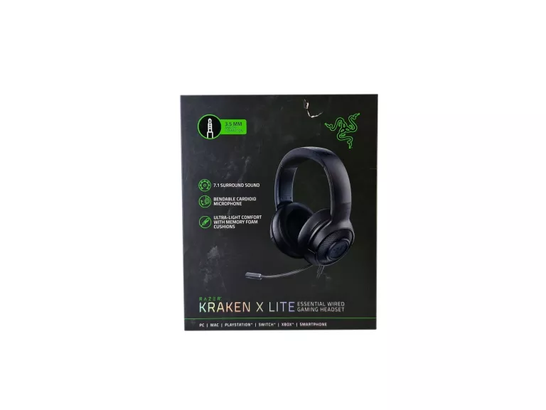 SŁUCHAWKI RAZER KRAKEN X LITE CZARNE NAUSZNE GAMINGOWE