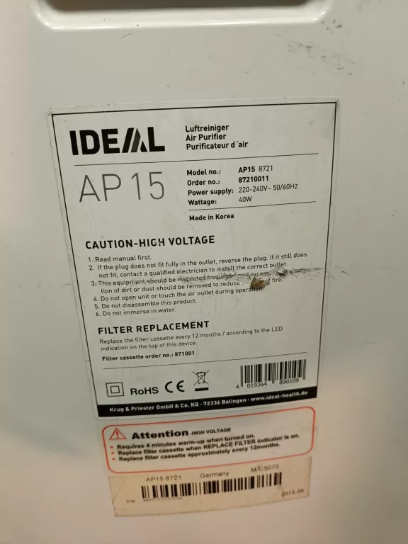 OCZYSZCZACZ POWIETRZA OPUS IDEAL AP15 BEZ PILOTA