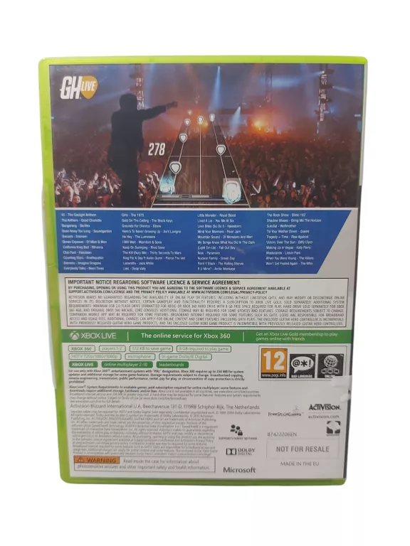 GRA XBOX 360 GUITAR HERO LIVE