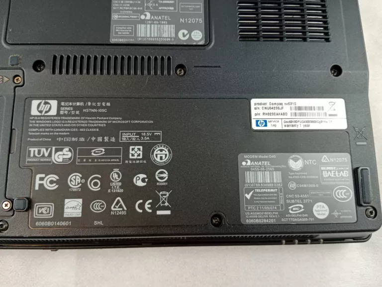 KOMPUTER PRZENOŚNY HP COMPAQ NX6310 WINXP 504MB RAM 60GB HDD INTEL CELERON