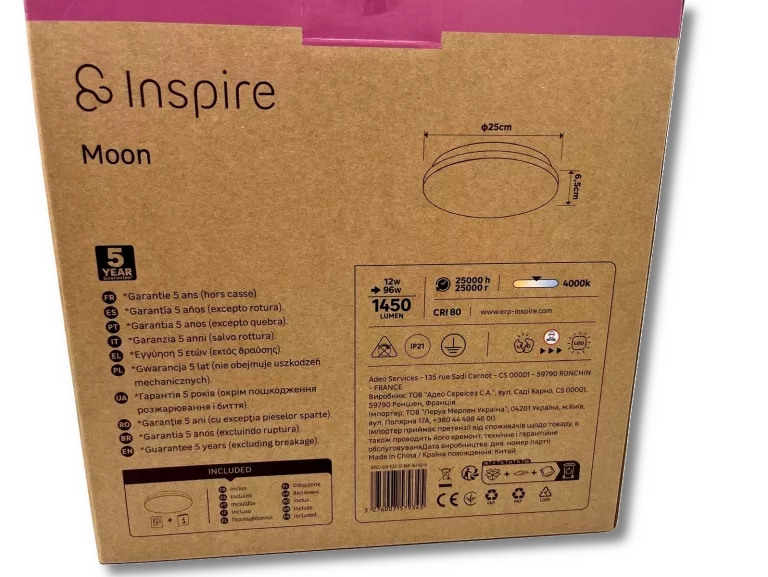 LAMPA SUFITOWA PLAFON INSPIRE MOON