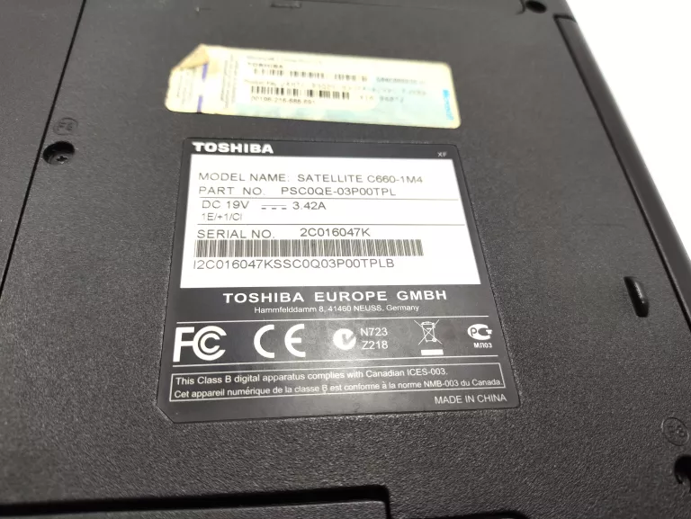 LAPTOP TOSHIBA SATELLITE C660 -1M4