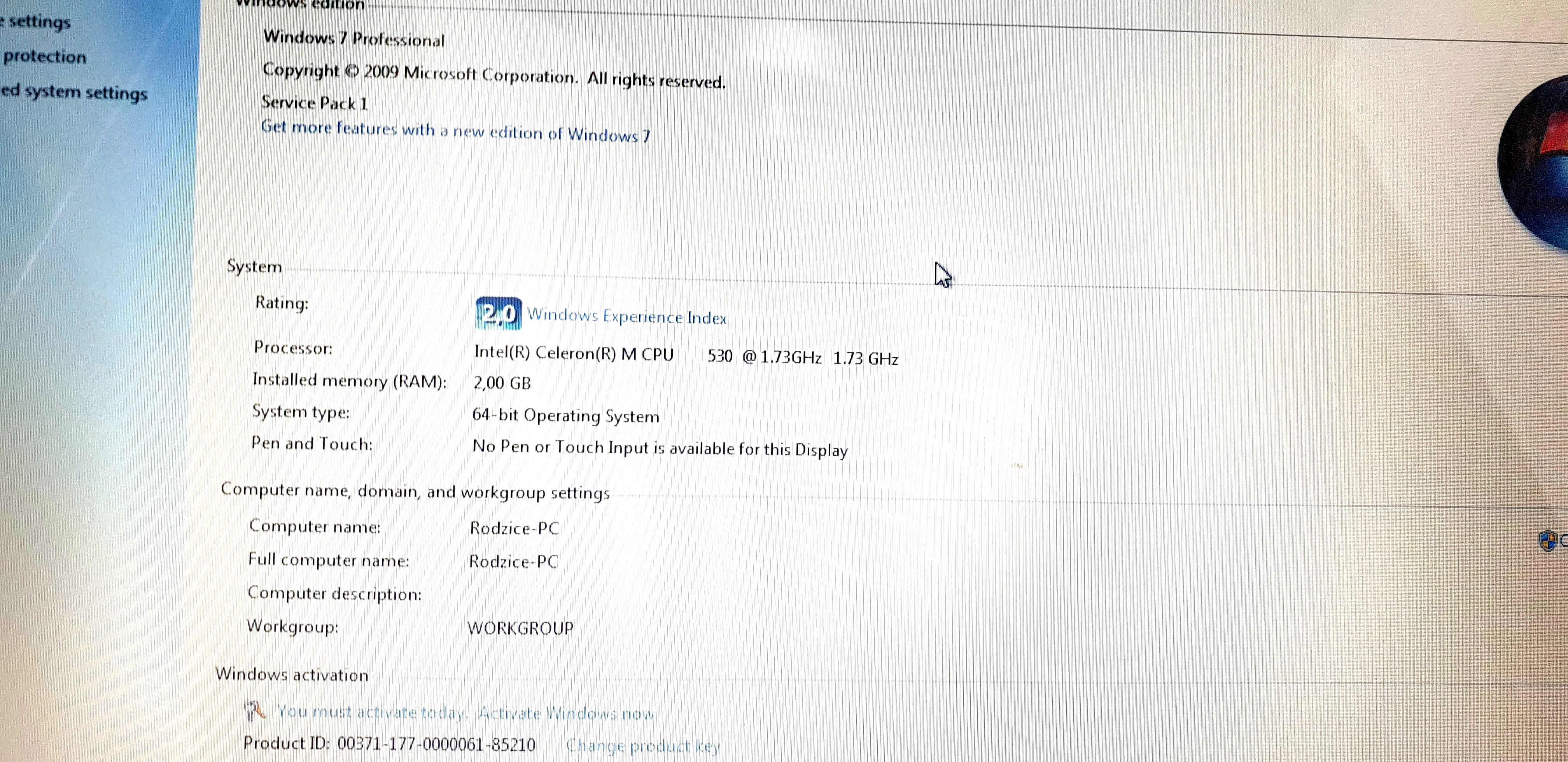 laptop-hp-compaq-6720s-intel-173ghz-100gb-2-gb-ram-windows-7-kod-producenta-gj761av