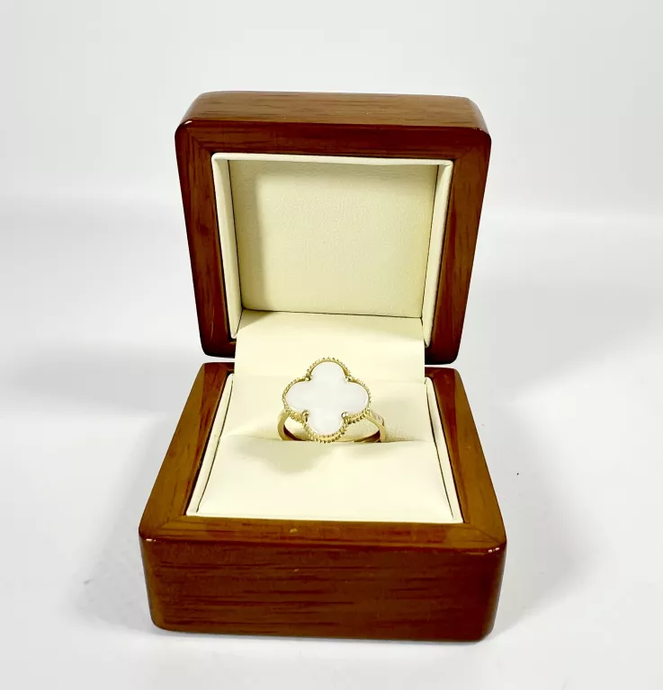 ZŁOTY PIERŚCIONEK KONICZYNKA Z MASĄ PERŁOWĄ R15 2,81G 585