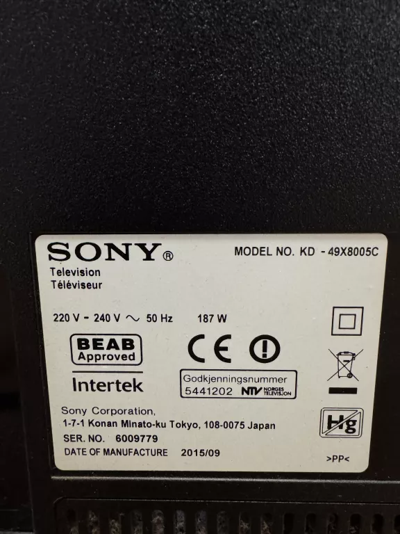TELEWIZOR SONY KD-49X8005C PILOT