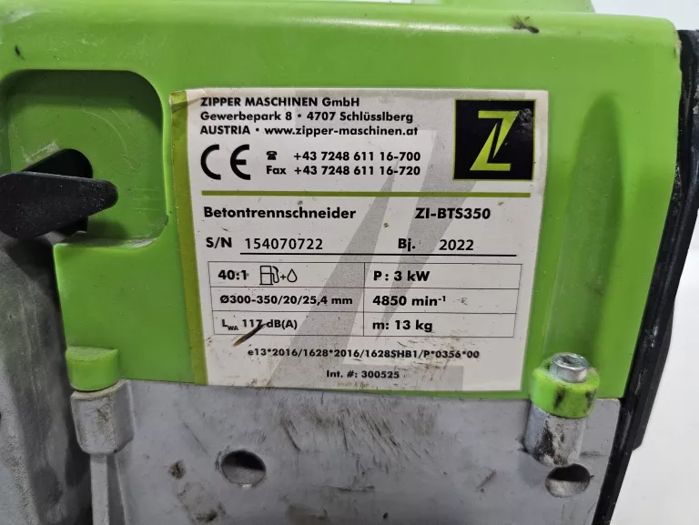 PIŁA PRZECINARKA DO BETONU SPALINOWA ZIPPER TARCZA 350MM SUCHO MOKRO