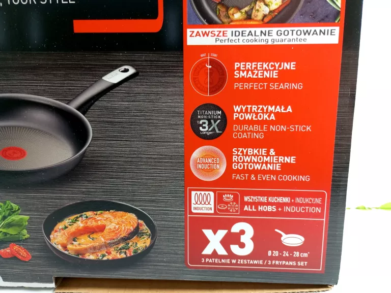 ZESTAW 3 PATELNI TEFAL UNLIMITED 20 24 28 CM ALL HOBS + INDUCTION