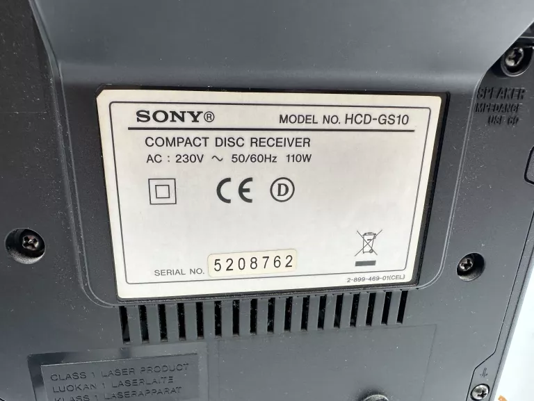 WIEŻA SONY HCD-GS10 + 2 KOLUMNY + ANTENA + PILOT