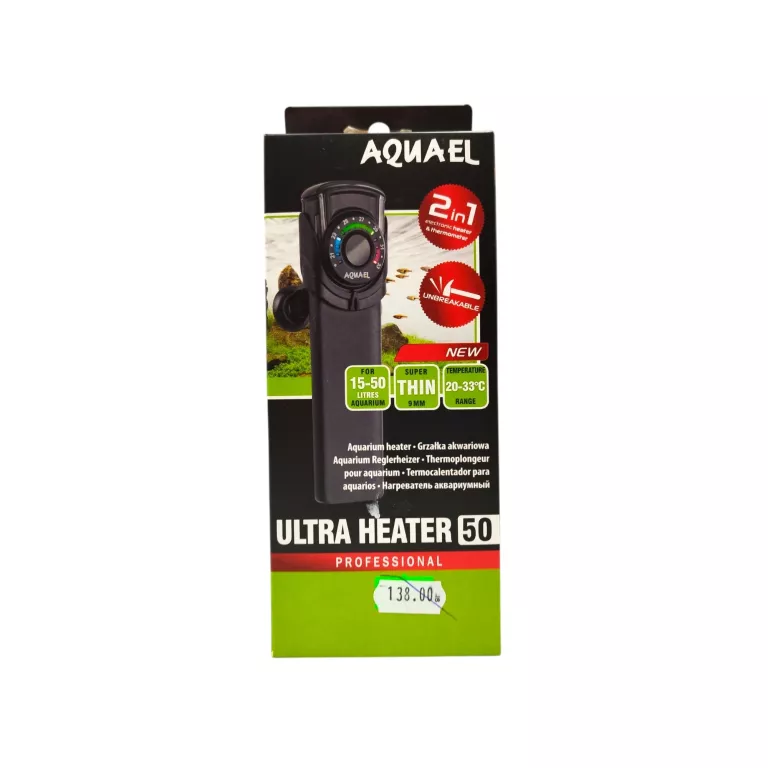 AQUAEL ULTRA HEATER 50W GRZAŁKA Z TERMOSTATEM DO AKWARIUM 15 - 50 L