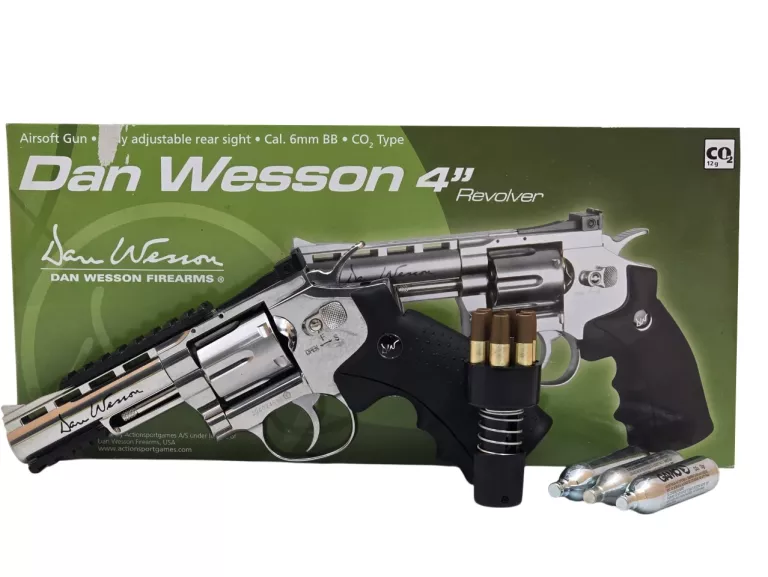 REWOLWER ASG CO2 DAN WESSON 4'' SILVER OPIS!!