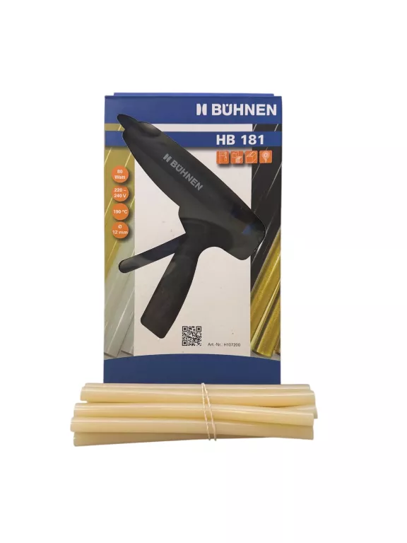 PISTOLET DO KLEJU NA GORĄCO KLEJ TOPLIWY HB181 BUHNEN 80W + 10 WKŁADÓW