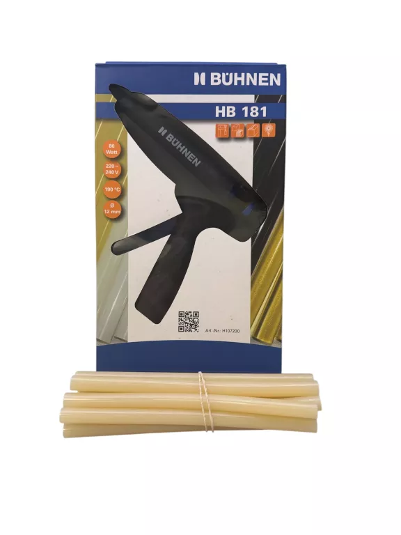 PISTOLET DO KLEJU NA GORĄCO KLEJ TOPLIWY HB181 BUHNEN 80W + 10 WKŁADÓW