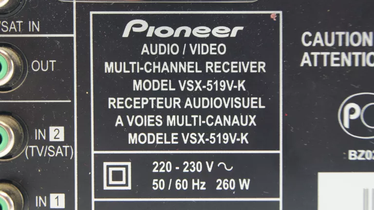 AMPLITUNER PIONEER VSX-519V 5 KANAŁÓW 5X130W