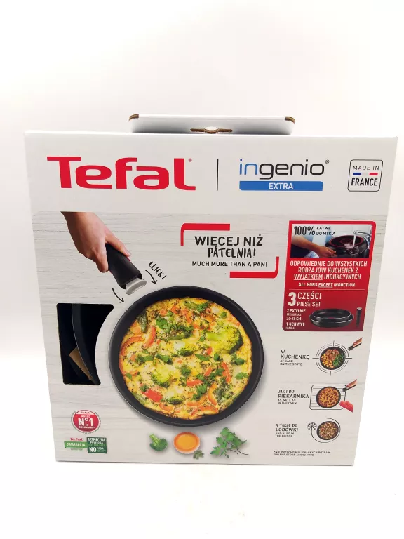 ZESTAW 2X PATELNI Z ODPINANĄ RĄCZKĄ TEFAL INGENIO EXTRA 3 EL. #IGŁA