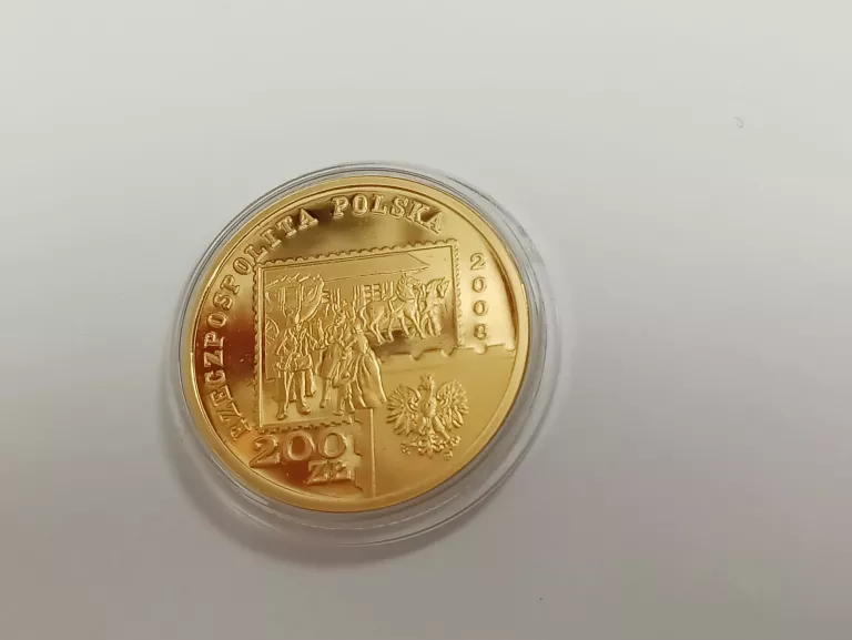 ZŁOTA MONETA 450 LAT POCZTY POLSKIEJ 200ZŁ 2008R 15,50G