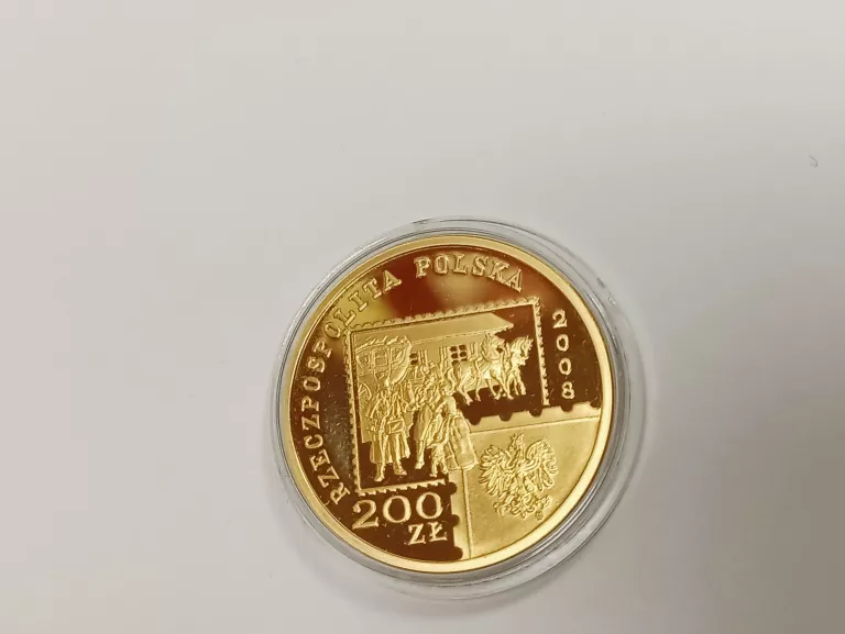 ZŁOTA MONETA 450 LAT POCZTY POLSKIEJ 200ZŁ 2008R 15,50G