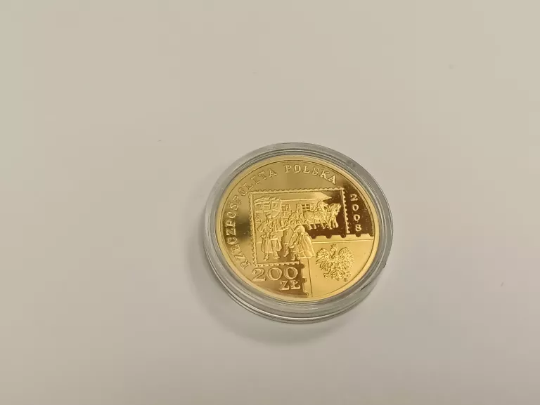 ZŁOTA MONETA 450 LAT POCZTY POLSKIEJ 200ZŁ 2008R 15,50G