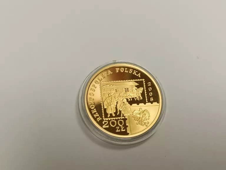 ZŁOTA MONETA 450 LAT POCZTY POLSKIEJ 200ZŁ 2008R 15,50G