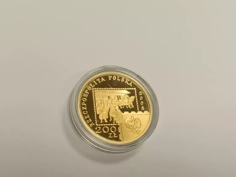 ZŁOTA MONETA 450 LAT POCZTY POLSKIEJ 200ZŁ 2008R 15,50G