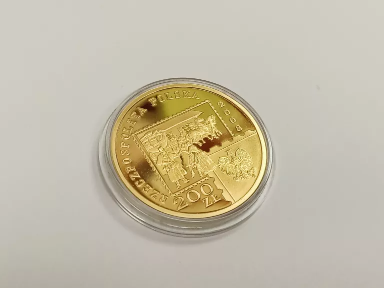 ZŁOTA MONETA 450 LAT POCZTY POLSKIEJ 200ZŁ 2008R 15,50G