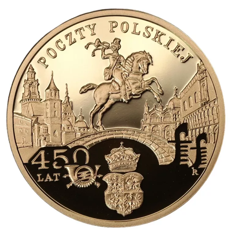 ZŁOTA MONETA 450 LAT POCZTY POLSKIEJ 200ZŁ 2008R 15,50G