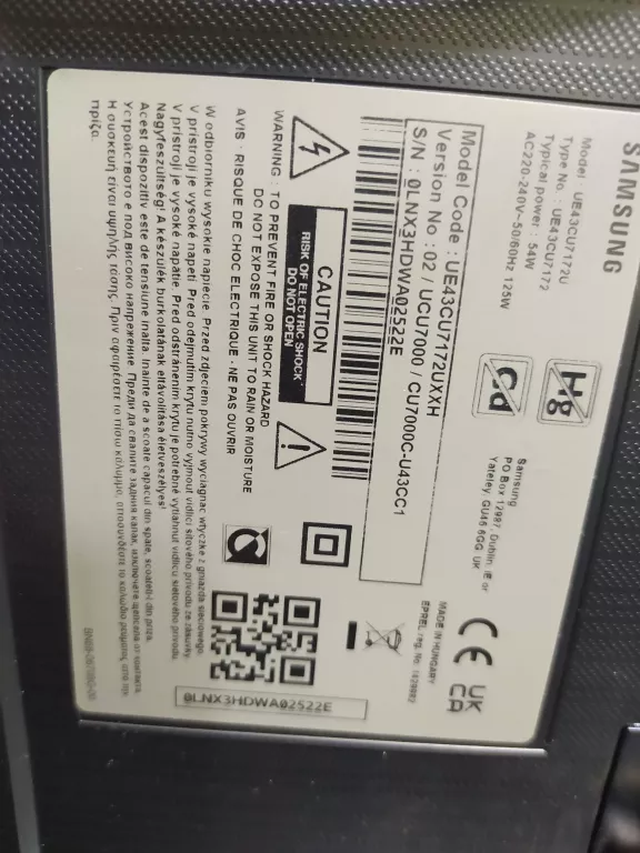 TELEWIZOR LED SAMSUNG UE43CU7172 43 CALE 4K