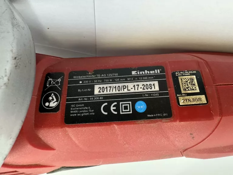 EINHELL SZLIFIERKA KĄTOWA TE-AG 125 CE 1100 W