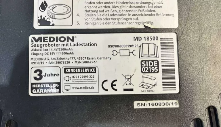 ODKURZACZ SAMOJEŻDŻĄCY MEDION MD18500 19 V