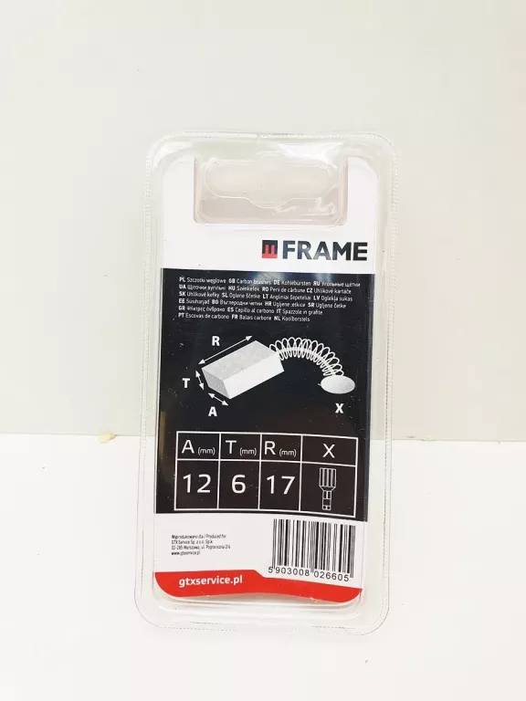 SZCZOTKI WĘGLOWE FRAME 12 X 6 X 17 MM KOŃCÓWKA X6 SW148