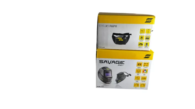 ZESTAW PRZYŁBICA ESAB SAVAGE A40 AIR + NAWIEW ESAB EPR-X1.1 STAN 10/10