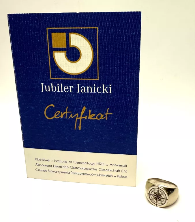 SYGNET Z BIAŁEGO ZŁOTA 585 16,50G / DIAMENTY/ CERTYFIKAT