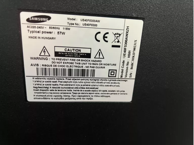 TELEWIZOR SAMSUNG UE40F5300AW
