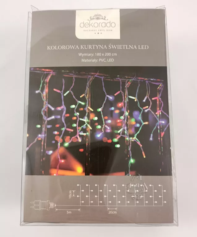 KOLOROWA KURTYNA ŚWIETLNA LED 180X200 DEKORADO