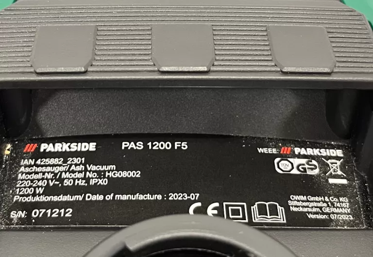 ODKURZACZ KOMINKOWY PARKSIDE PAS 1200 F5