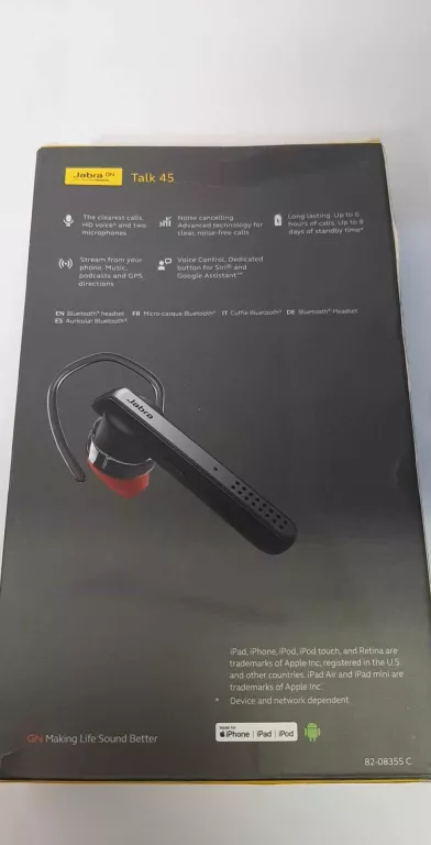 BEZPRZEWODOWY ZESTAW SŁUCHAWKOWY BLUETOOTH 4.0 JABRA TALK 45/PUDEŁKO