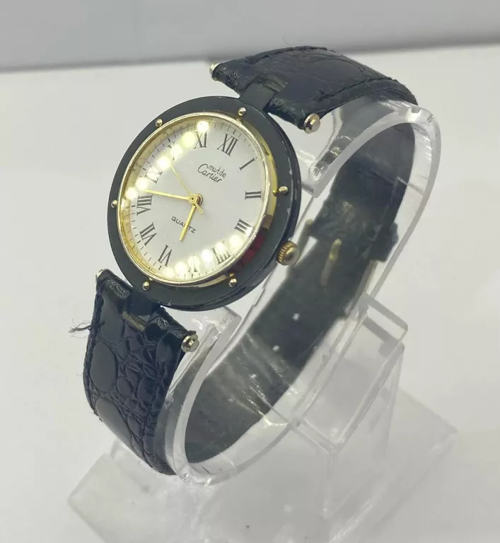 ZEGAREK DAMSKI CARTIER MUTDE SWISS NA CZARNYM SKÓRZANYM PASKU QUARTZ