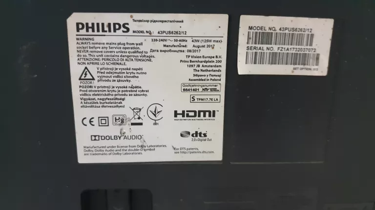 TELEWIZOR PHILIPS 43PUS6262 4K+ PILOT