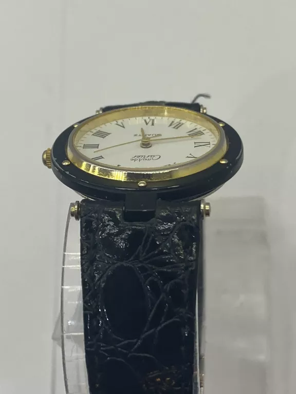 ZEGAREK DAMSKI CARTIER MUTDE SWISS NA CZARNYM SKÓRZANYM PASKU QUARTZ