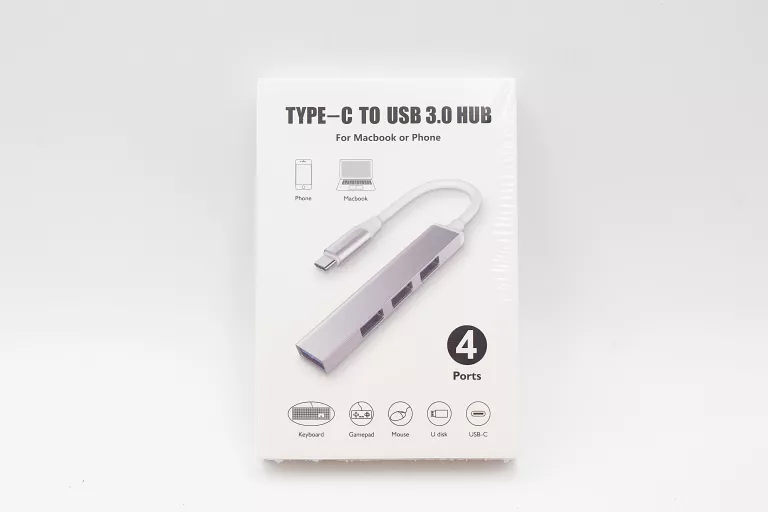 ROZDZIELACZ-HUB USB-C 4 PORTY USB 3.0 DO MACBOOKA LUB TELEFONÓW