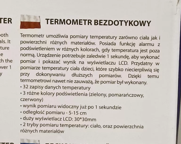 TERMOMETR BEZDOTYKOWY DR LUCAS ESPERANZA ECT002