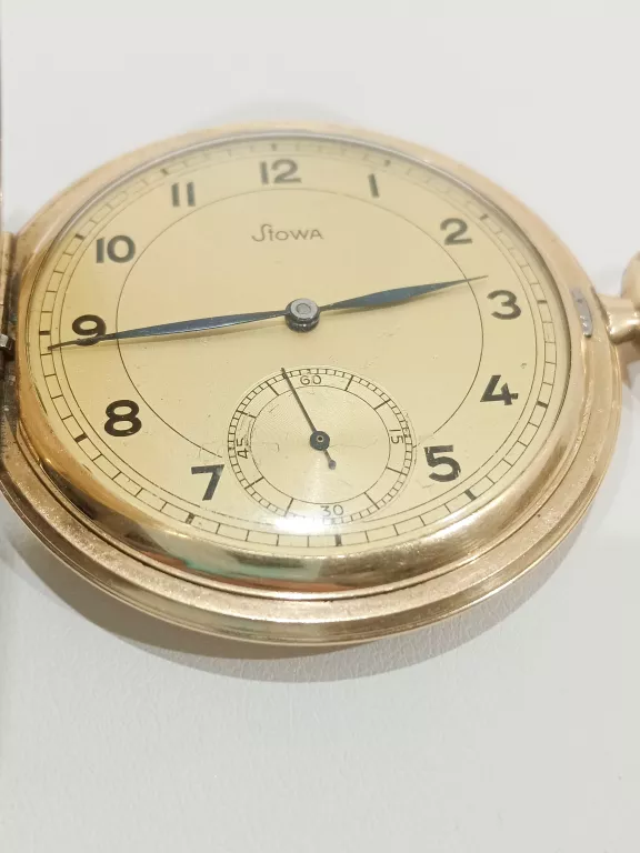ZEGAREK KIESZONKOWY STOWA ŚREDNICA 50MM POZŁACANY 20 MIKRONÓW
